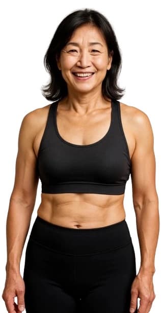 A smiling fitness woman in workout clothes.